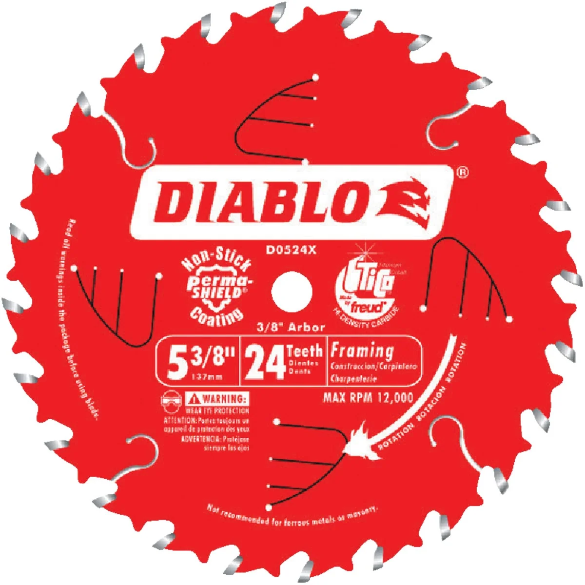 Safe Diablo 5-3 8 In. 24-Tooth Framing Circular Saw Blade Specialty