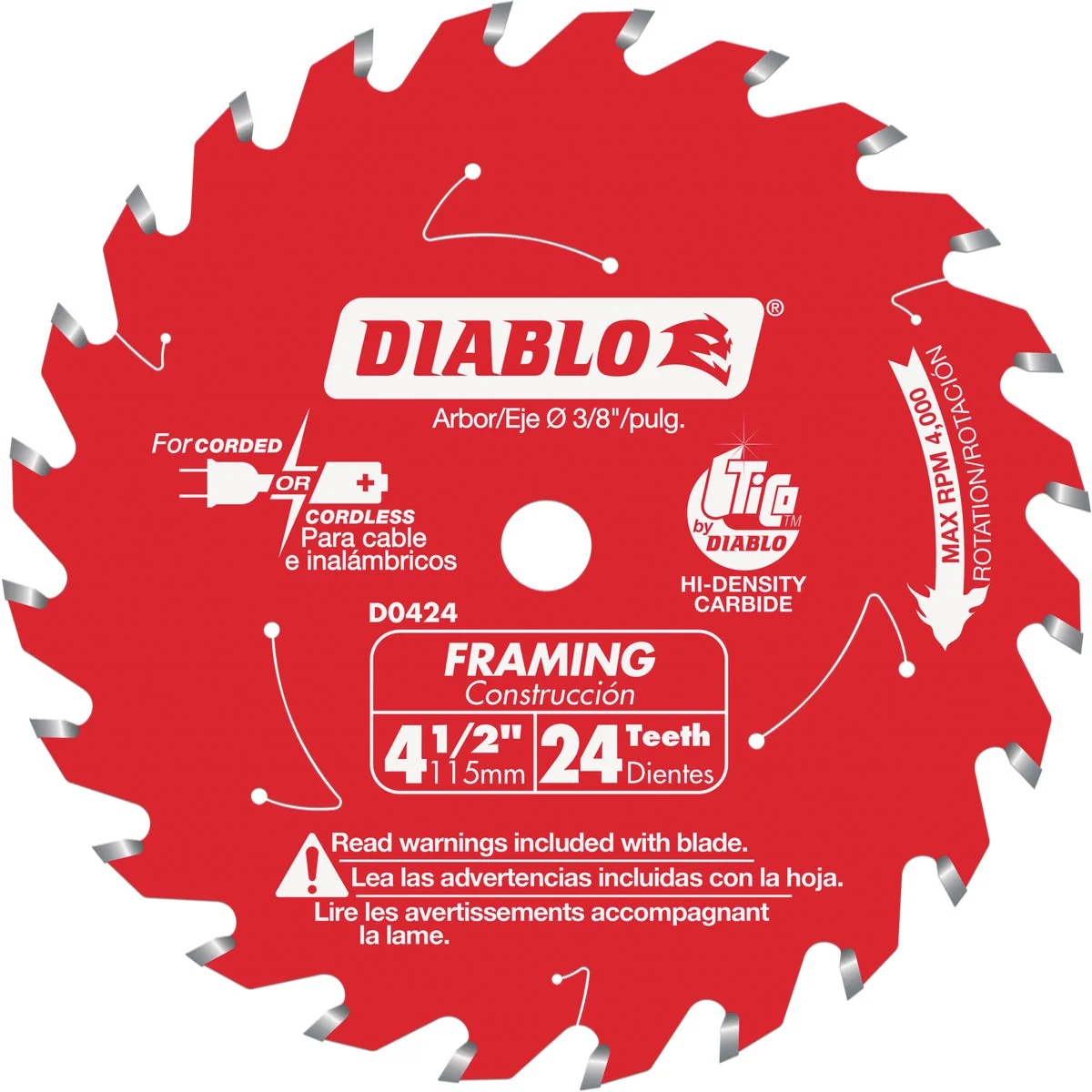 Durable Diablo 4-1 2 In. 24-Tooth Framing Circular Saw Blade Enhanced