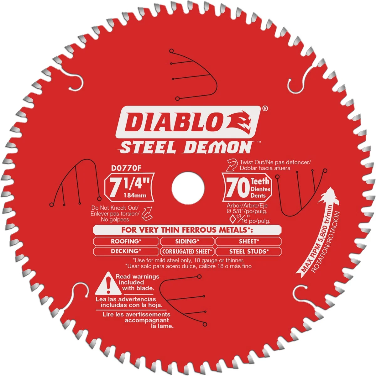 Traditional Diablo Steel Demon 7-1 4 In. 70-Tooth Thin Ferrous Metals Circular Saw Blade Quality