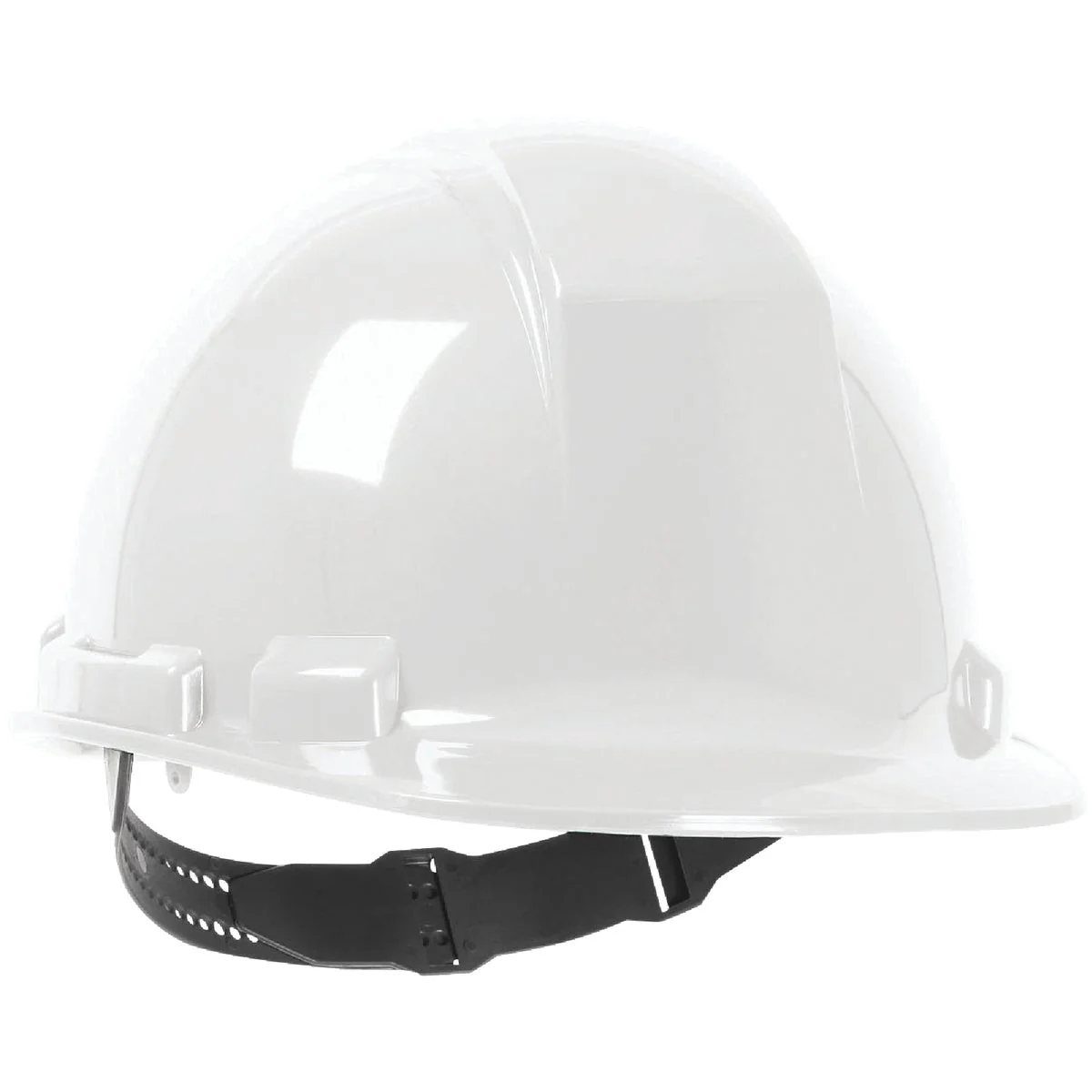 Unique Safety Works White Cap Style Non-Vented Hard Hat with Pin Lock Detailed