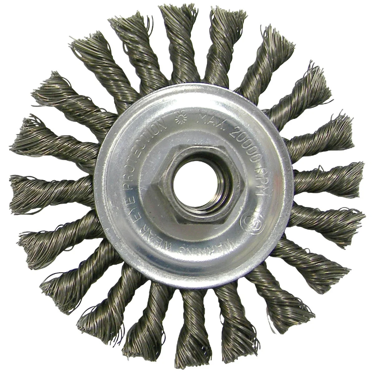 Relaxed Weiler Vortec 4 In. Twisted Knotted 0.020 In. Angle Grinder Wire Wheel Classic