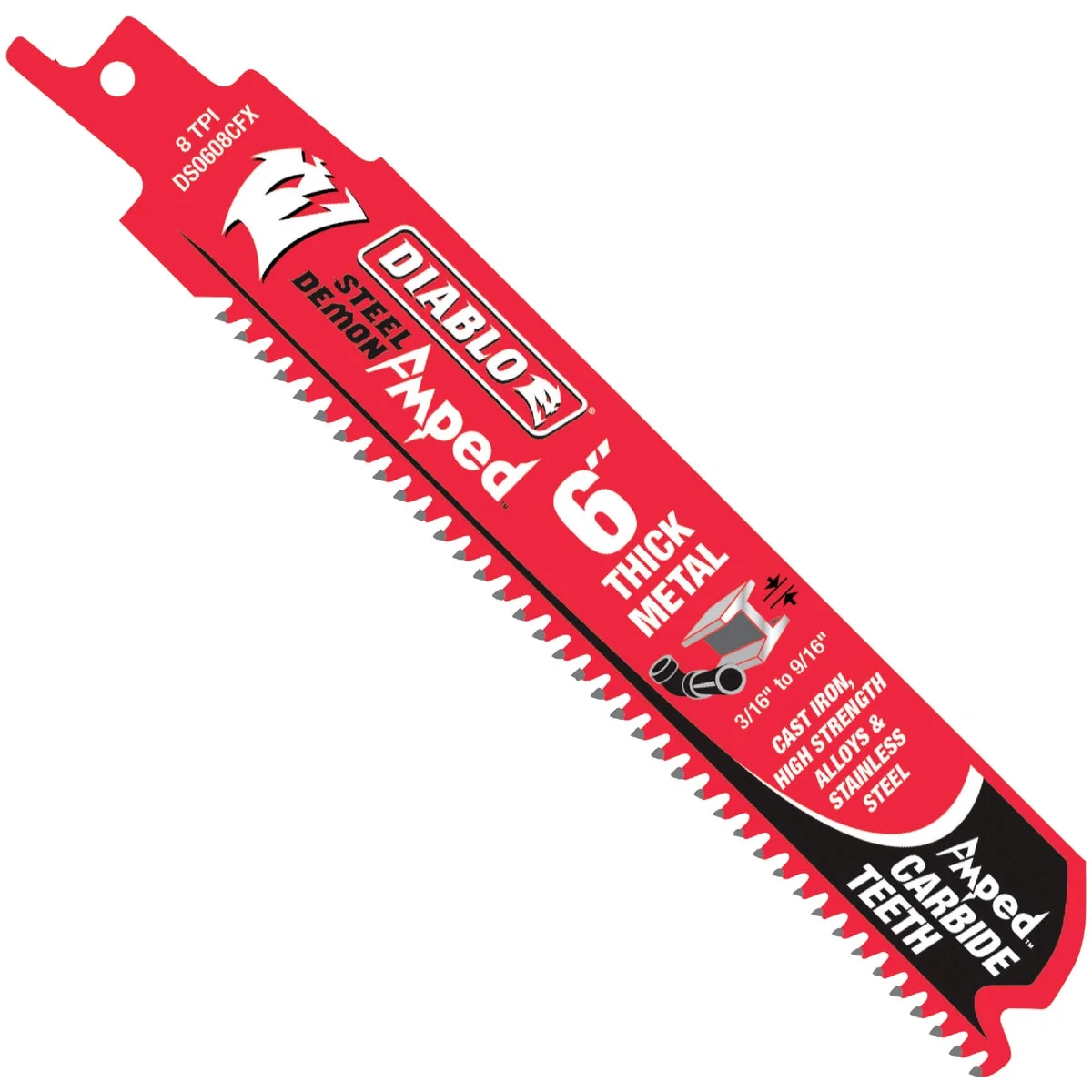 Certified Diablo Steel Demon AMPED 6 In. 8 TPI Thick Metal Demolition Reciprocating Saw Blade 3-Pack Natural
