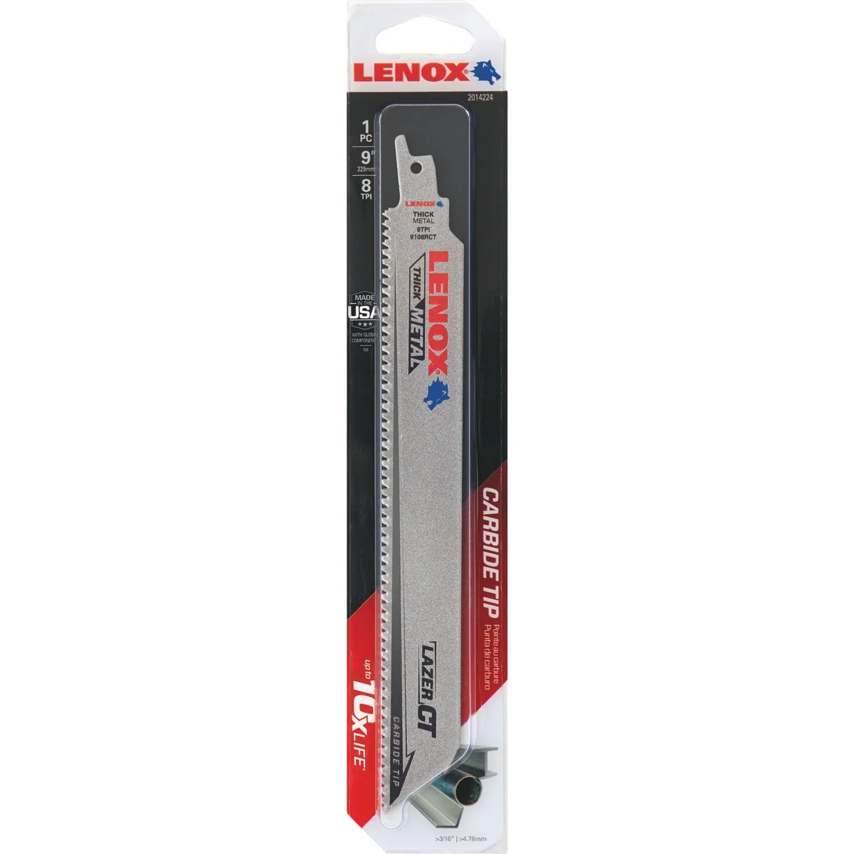 Carefully Designed Lenox Lazer CT 9 In. 8 TPI Thick Metal Cast Iron Stainless Reciprocating Saw Blade Quality