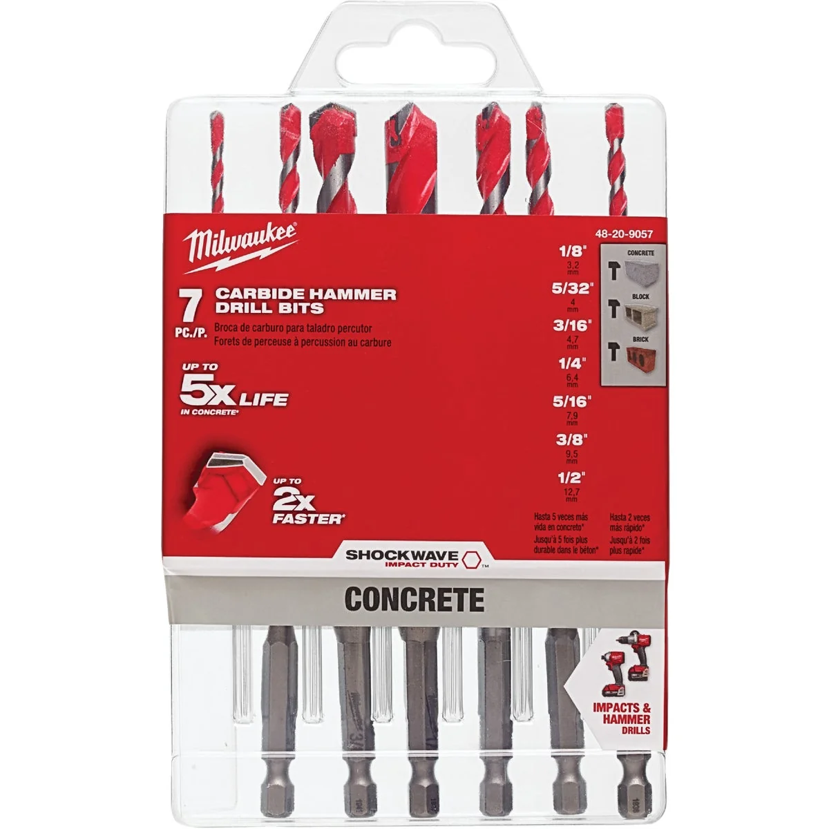 Minimalist Milwaukee Shockwave 7-Piece Large Masonry Drill Bit Set Responsible