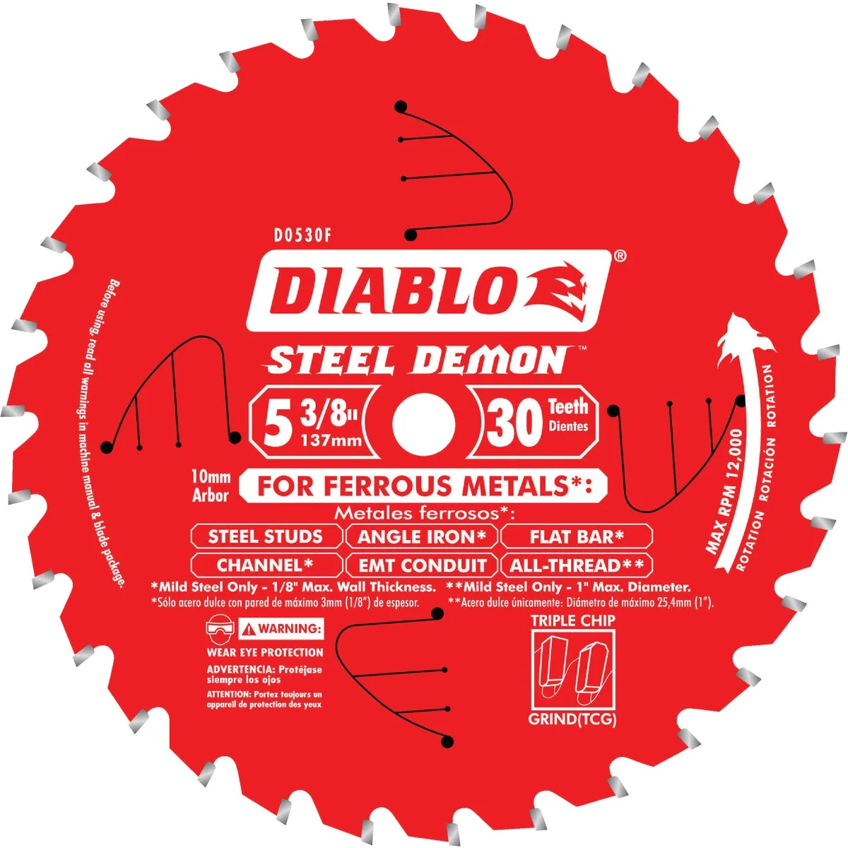 Crafted Diablo Steel Demon 5-3 8 In. 30-Tooth Ferrous Metals Circular Saw Blade 10 mm Arbor Top-Quality