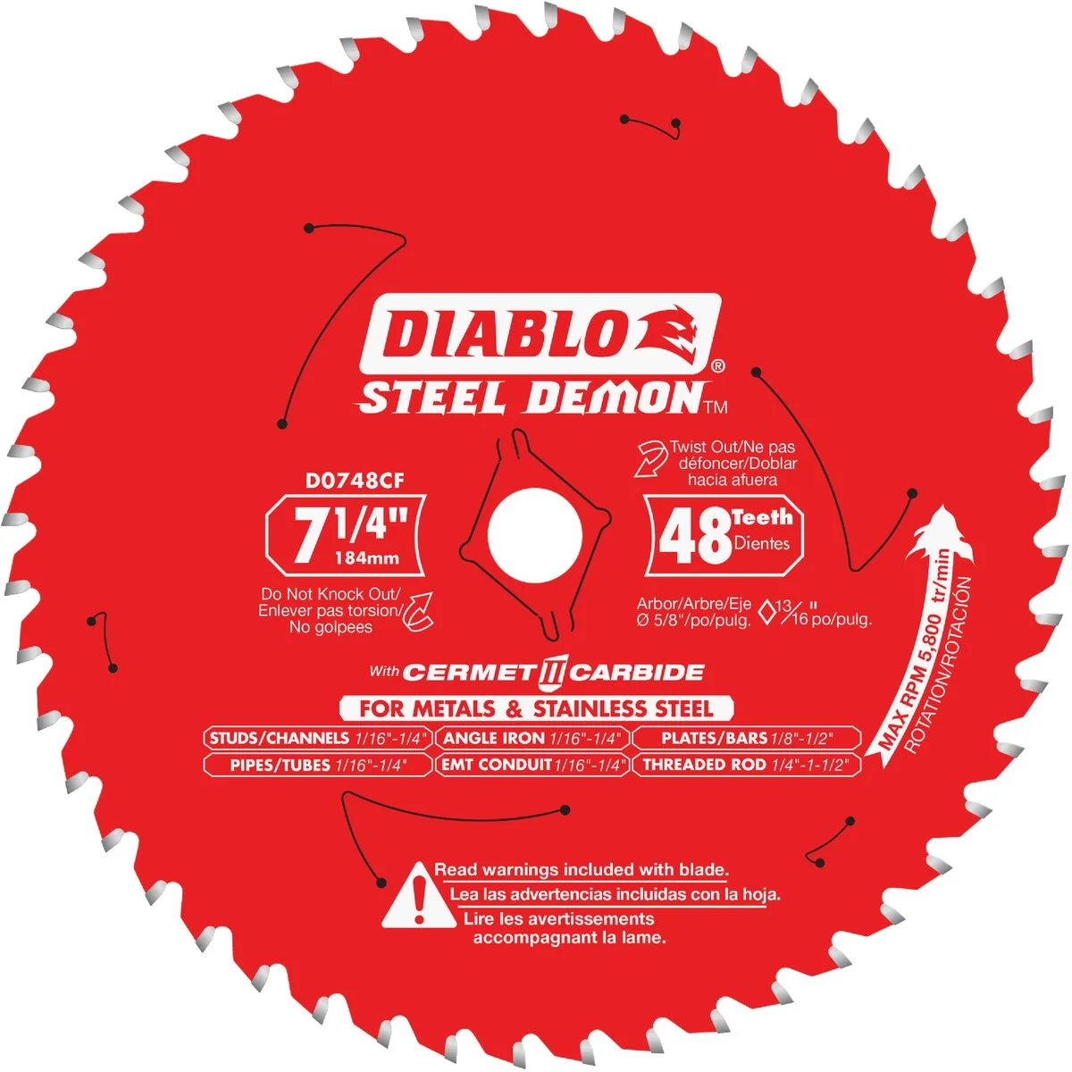 Casual Diablo Steel Demon 7-1 4 In. 48-Tooth Cermet II Carbide Metals Stainless Steel Circular Saw Blade Bulk Functional