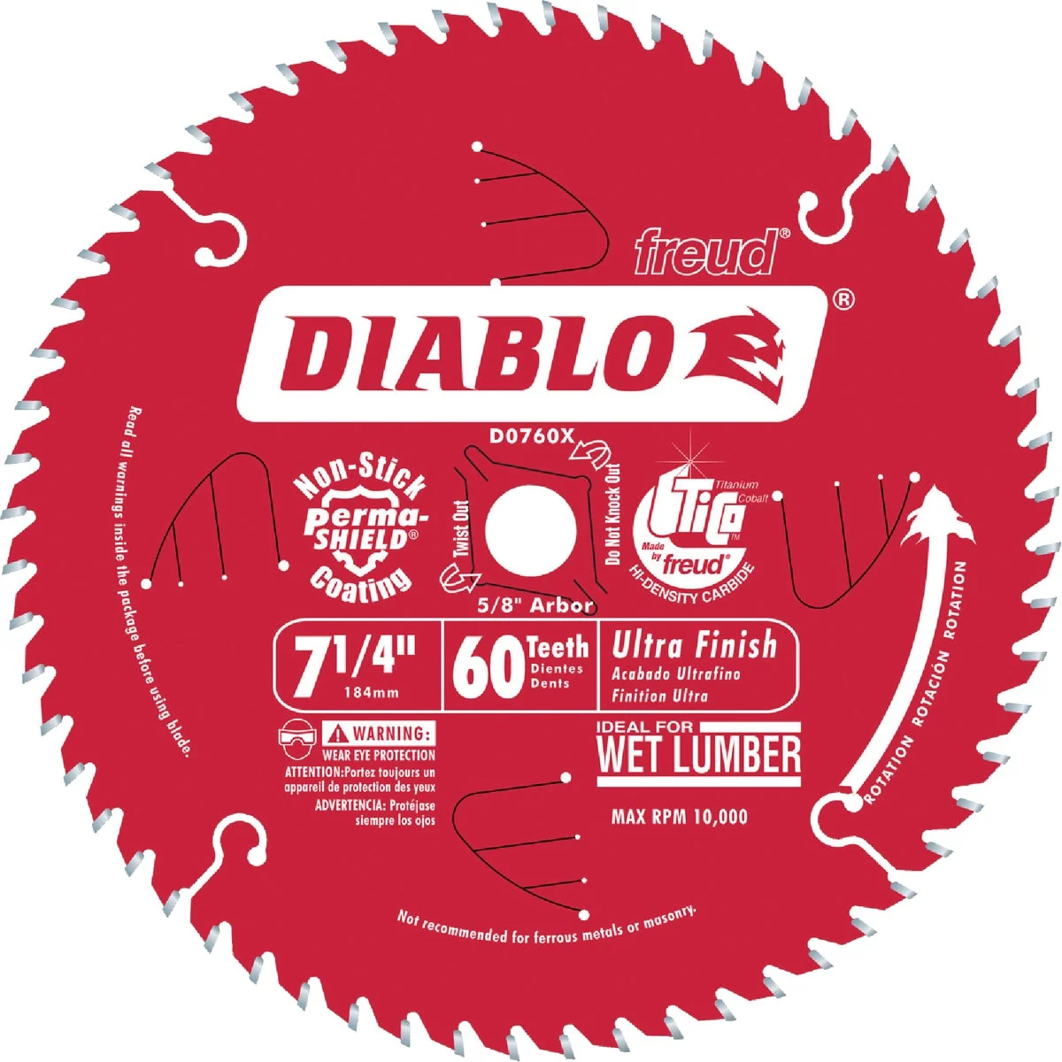 Professional Diablo 7-1 4 In. 60-Tooth Finish Wet Lumber Circular Saw Blade Smooth