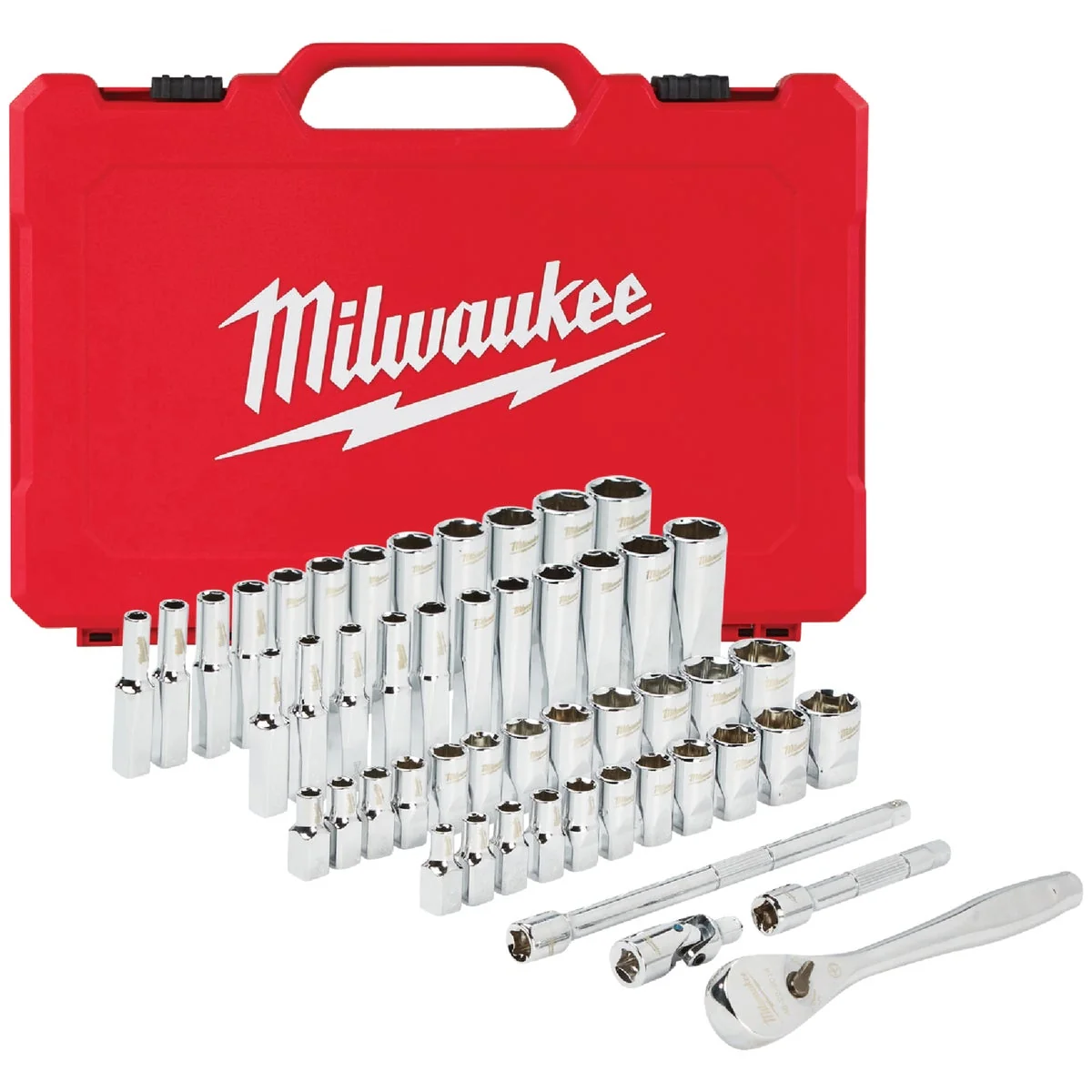 Luxury Milwaukee Standard Metric 1 4 In. Drive 6-Point Ratchet Socket Set 50-Piece Natural