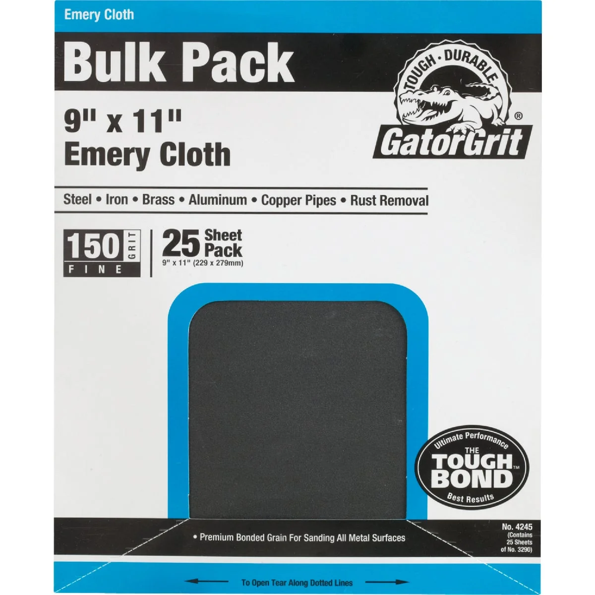 Versatile Gator 9 In. W. x 11 In. L. 150 Grit Emery Cloth 25-pack Safe