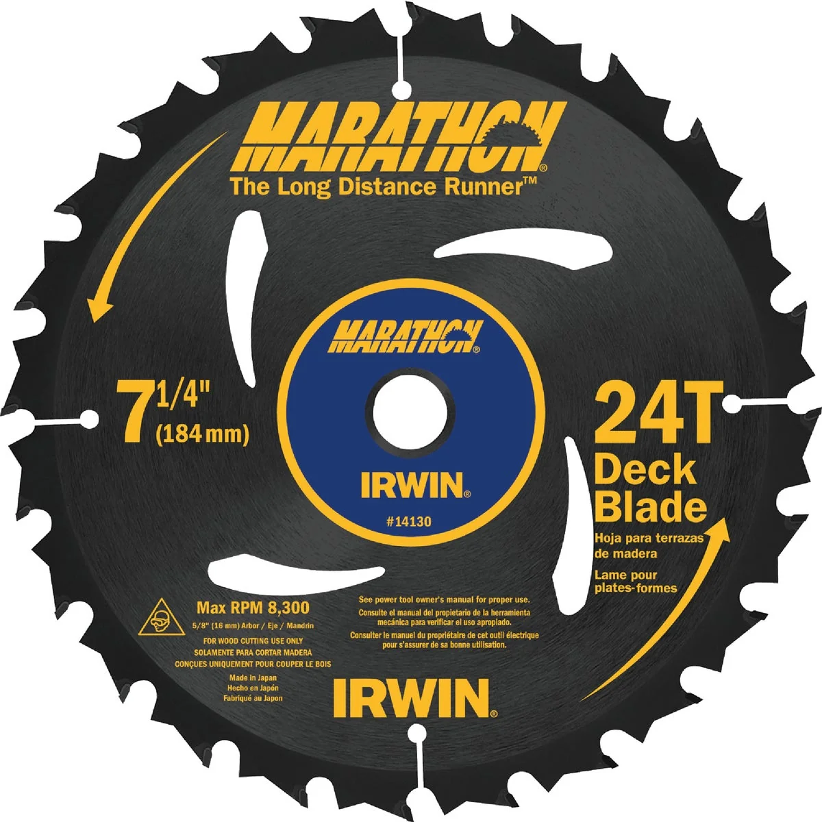 High-Performance Irwin Marathon 7-1 4 In. 24-Tooth Composite Decking Circular Saw Blade Fast