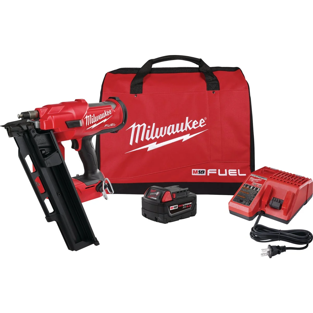 First-Class Milwaukee M18 FUEL 18 Volt Lithium-Ion Brushless 21 Degree Cordless Framing Nailer Kit High-Grade
