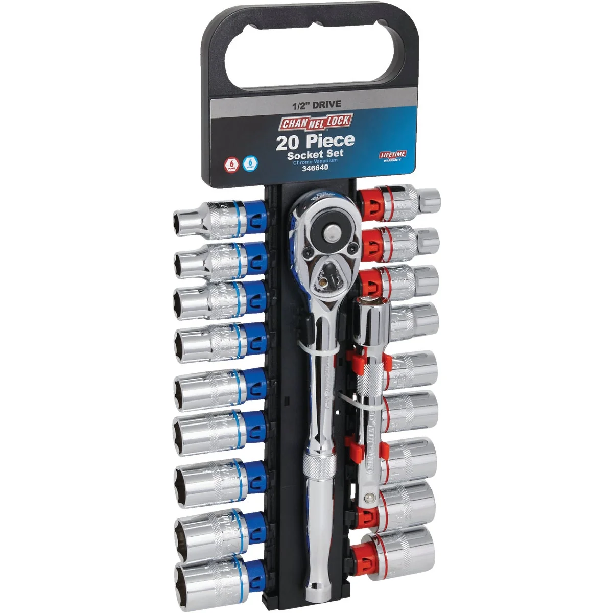Elite Channellock Standard Metric 1 2 In. Drive 6-Point Shallow Ratchet Socket Set 20-Piece High-Performance