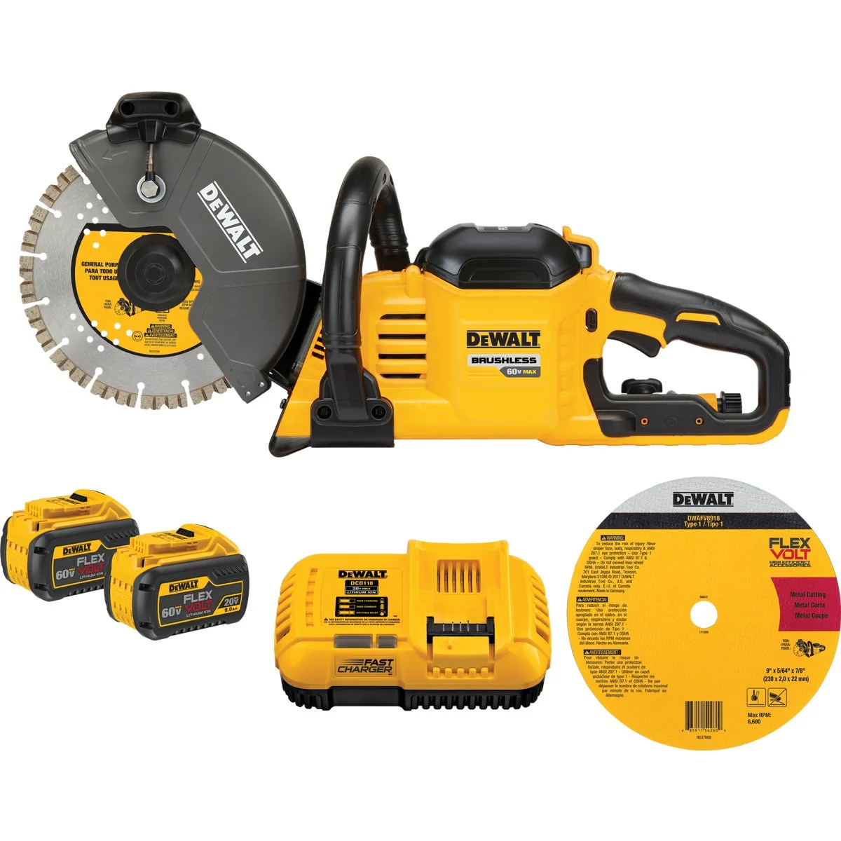 Sophisticated DeWalt Flexvolt 60 Volt MAX XR Lithium-Ion Brushless 9 In. Cordless Cut-Off Tool Kit Exclusive