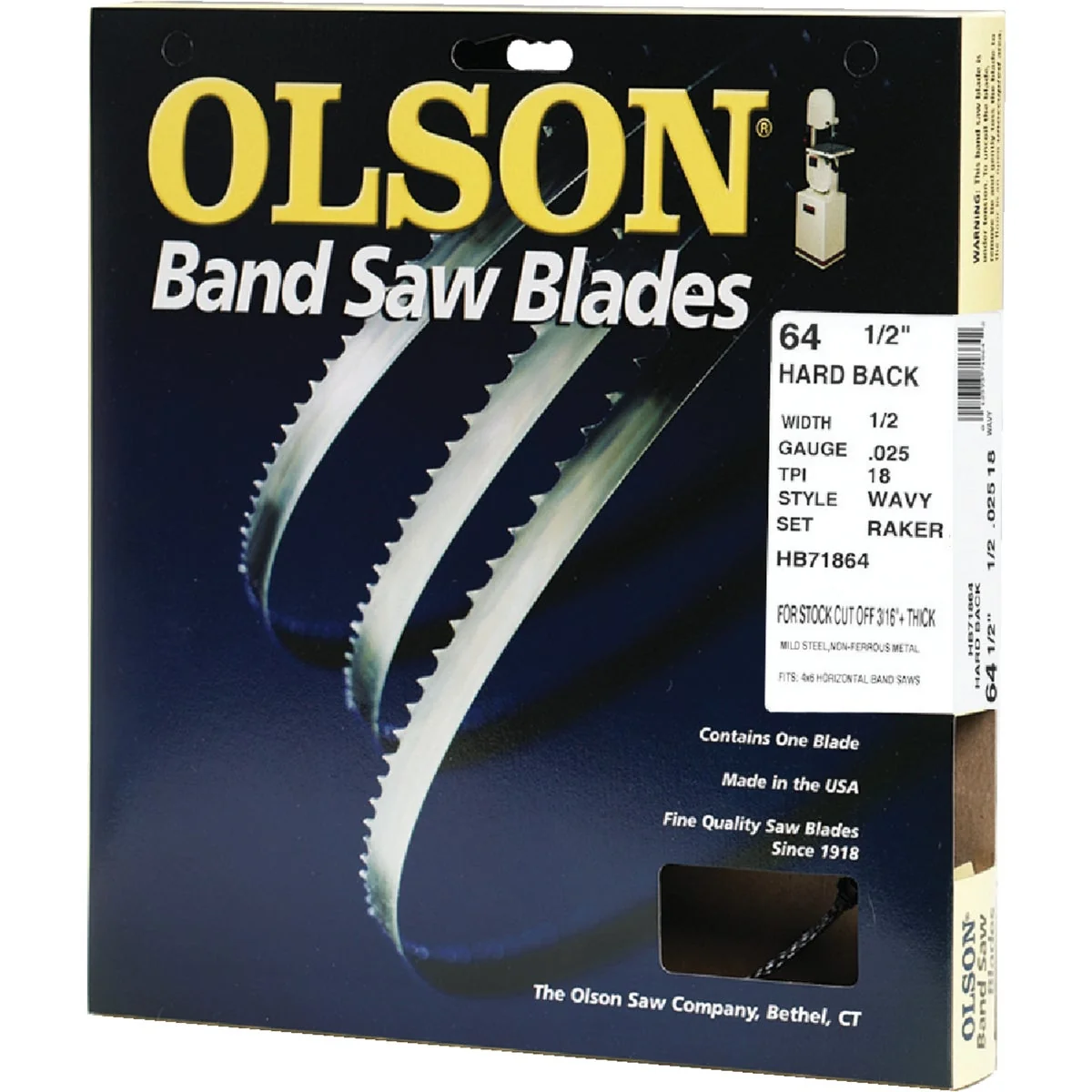 Relaxed Olson 64-1 2 In. x 1 2 In. 18 TPI Wavy Hard Back Metal Cutting Band Saw Blade Crafted