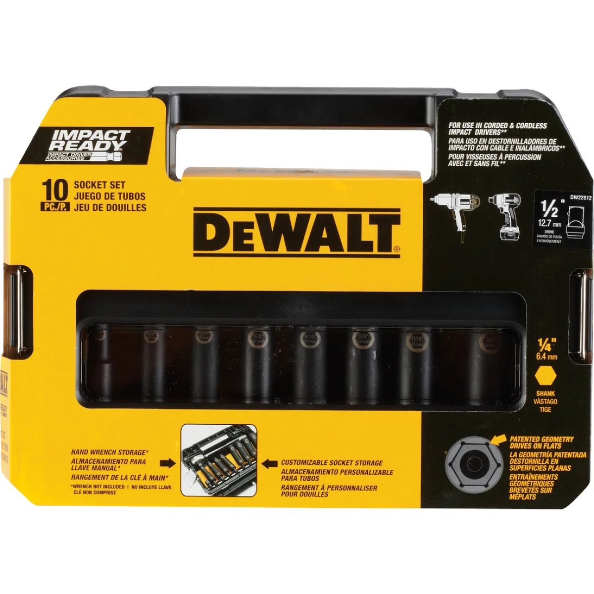 Practical DeWalt Standard 1 2 In. Drive 6-Point Deep Impact Driver Set 10-Piece Stylish