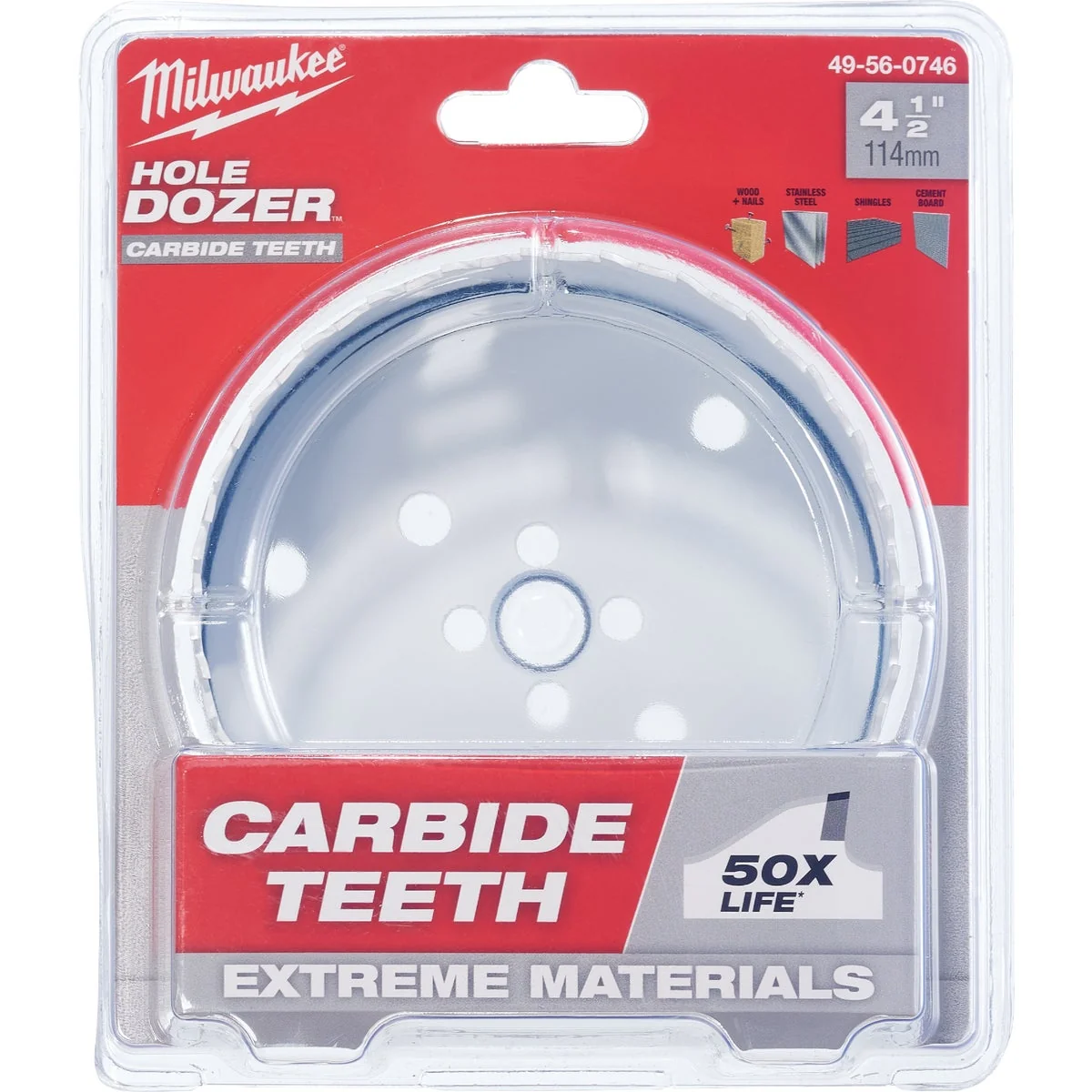 Durable Milwaukee HOLE DOZER 4-1 2 In. Hole Saw with Carbide Teeth Classic
