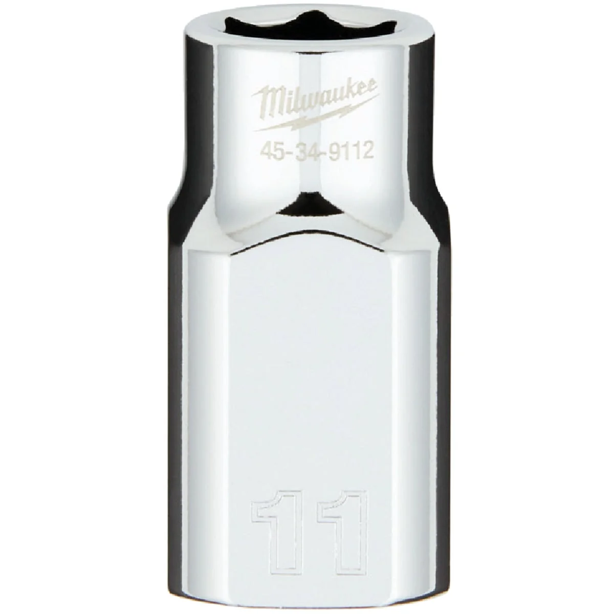 Clean Milwaukee 1 2 In. Drive 11 mm 6-Point Shallow Metric Socket with FOUR FLAT Sides Refined