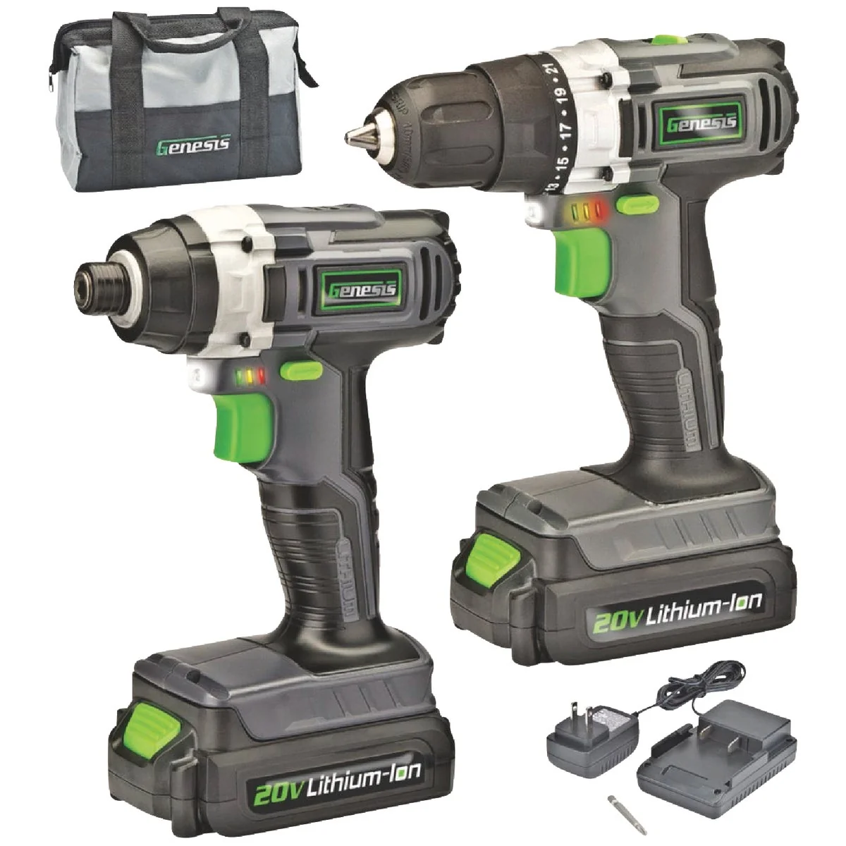 Trusted Genesis 20V 2-Tool Lithium-Ion Drill Driver Impact Driver Cordless Tool Combo Kit Optimized