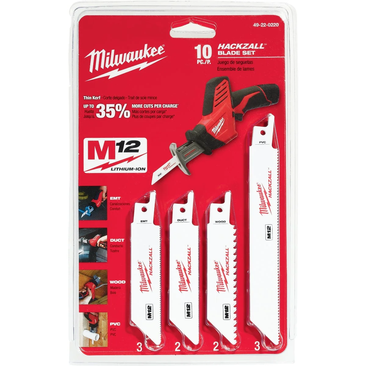 Environmentally Friendly Milwaukee Hackzall 10-Piece Mini Reciprocating Saw Blade Set Versatile
