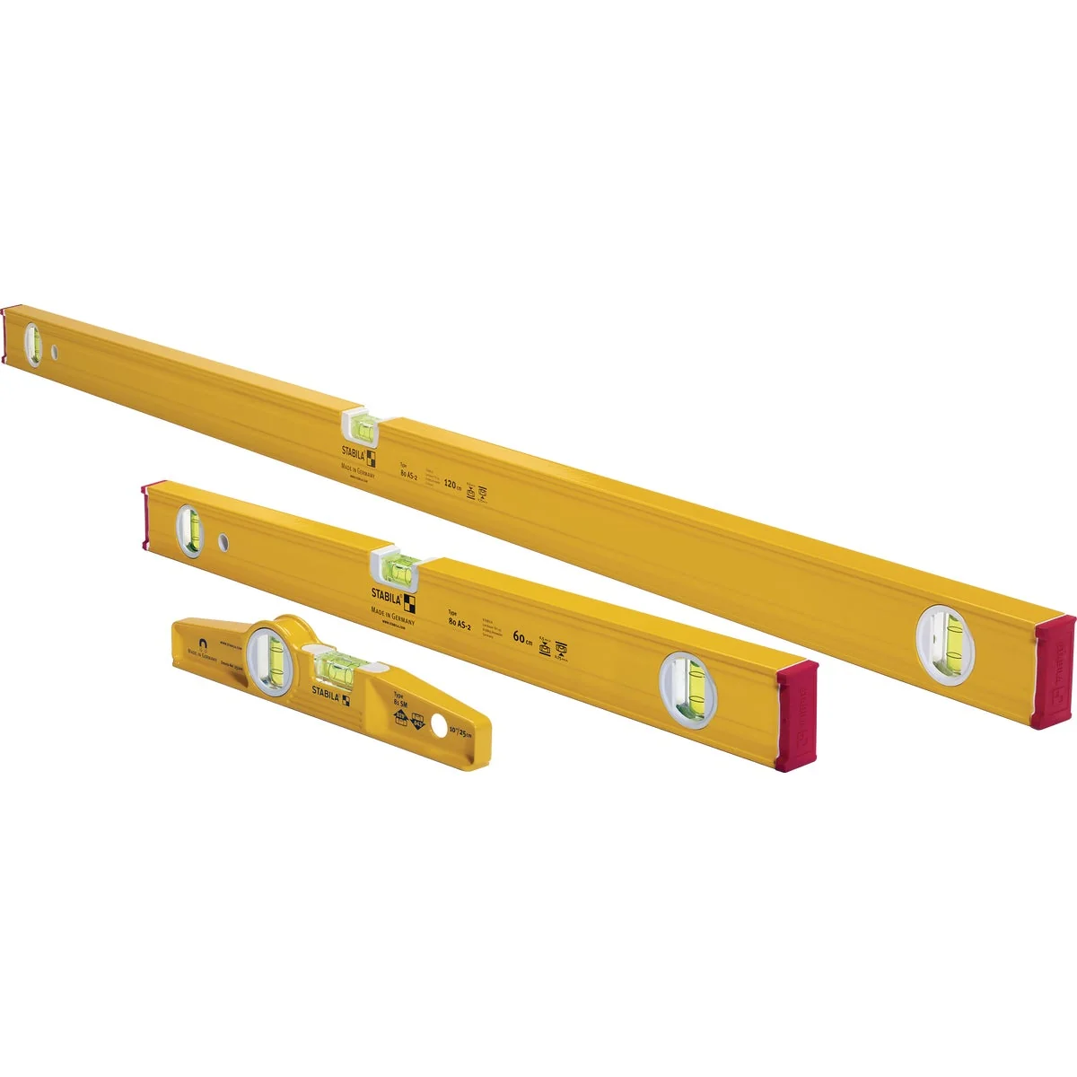 Powerful Stabila Pro Aluminum Three Level Set 48 In. 24 In. 12 In. with Case Top-Quality