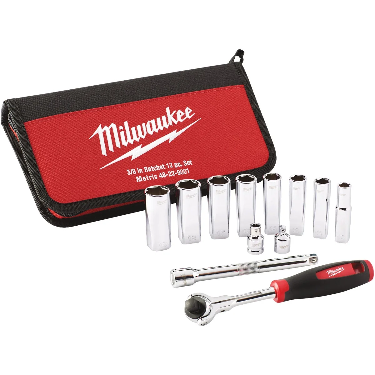 Proven Milwaukee Metric 3 8 In. Drive 6-Point Ratchet Socket Set Minimalist