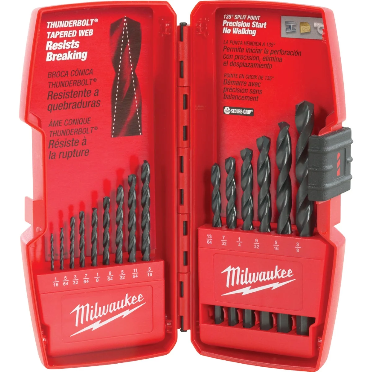 Trendy Milwaukee THUNDERBOLT 15-Piece Black Oxide Drill Bit Set 1 16 In. thru 3 8 In. Stylish