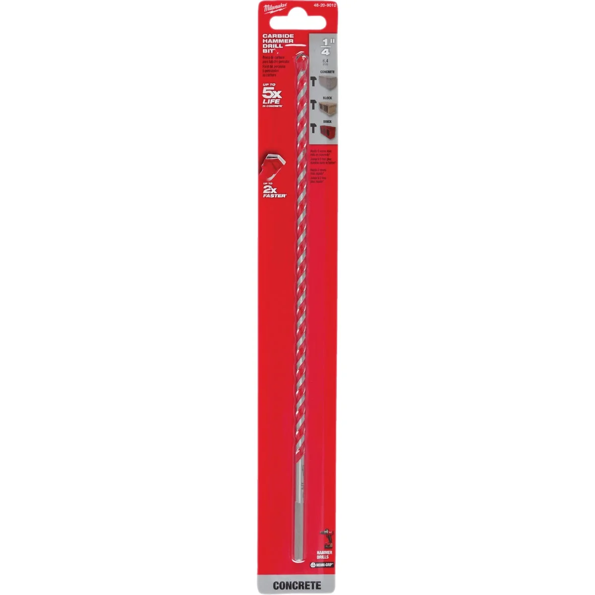 Certified Milwaukee 1 4 In. x 12 In. Carbide Masonry Drill Bit Recyclable