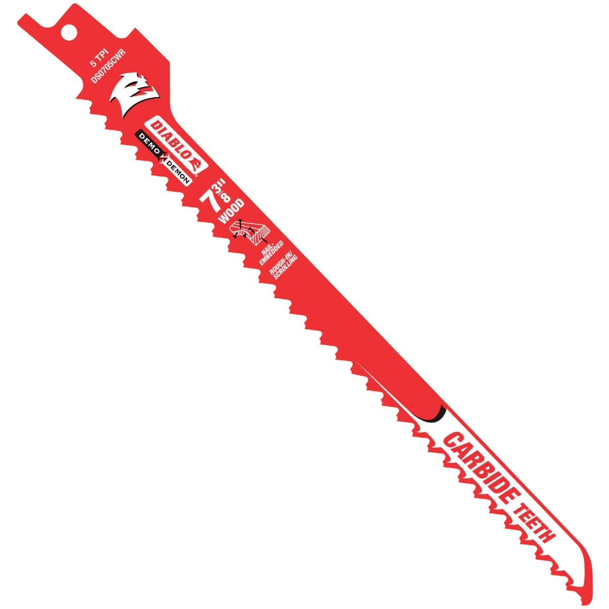 Expertly Made Diablo Demo Demon 7-3 8 In. 5 TPI Carbide Scrolling Radius Reciprocating Saw Blade 3-Pack Advanced