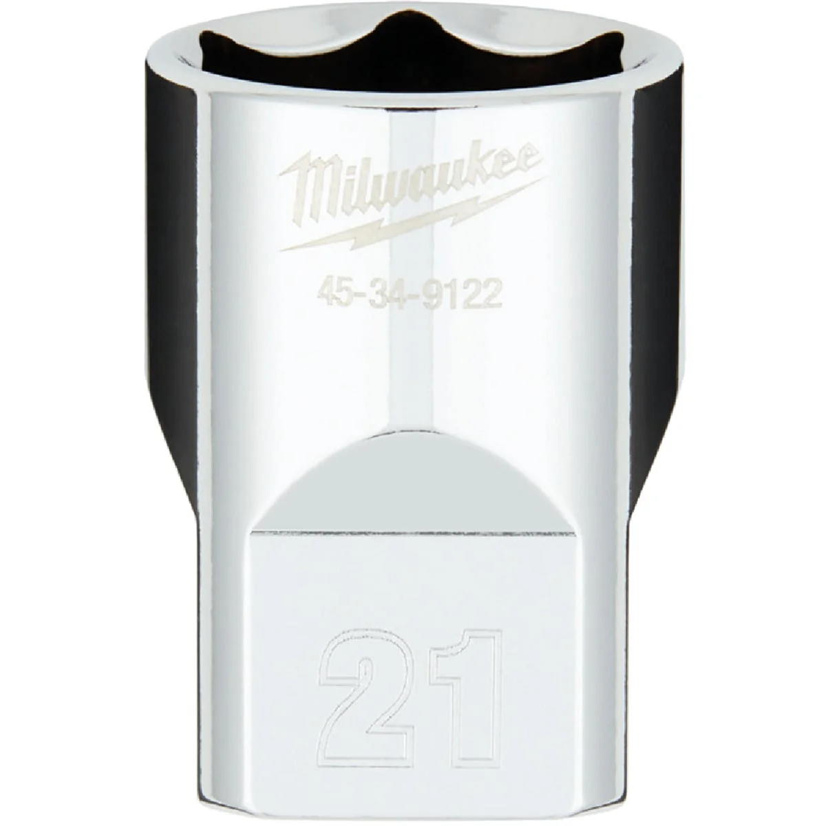 Durable Milwaukee 1 2 In. Drive 21 mm 6-Point Shallow Metric Socket with FOUR FLAT Sides Contemporary