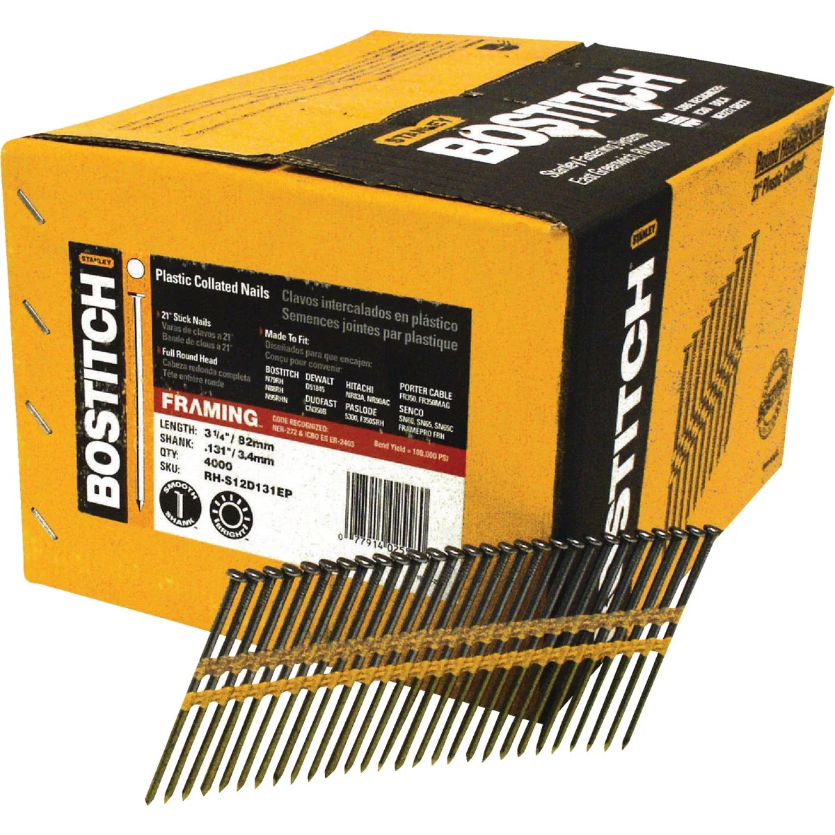 Expertly Made Bostitch 21 Degree Plastic Strip Coated Full Round Head Framing Stick Nails 3-1 4 In. x .131 In. 4000 Ct. Breathable