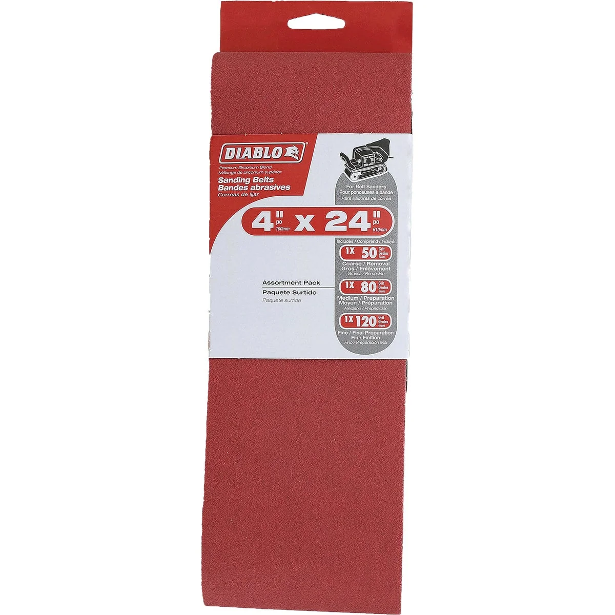 Healthy Diablo 4 In. x 24 In. 50 80 120 Grit General Purpose Sanding Belt 3-Pack Relaxed
