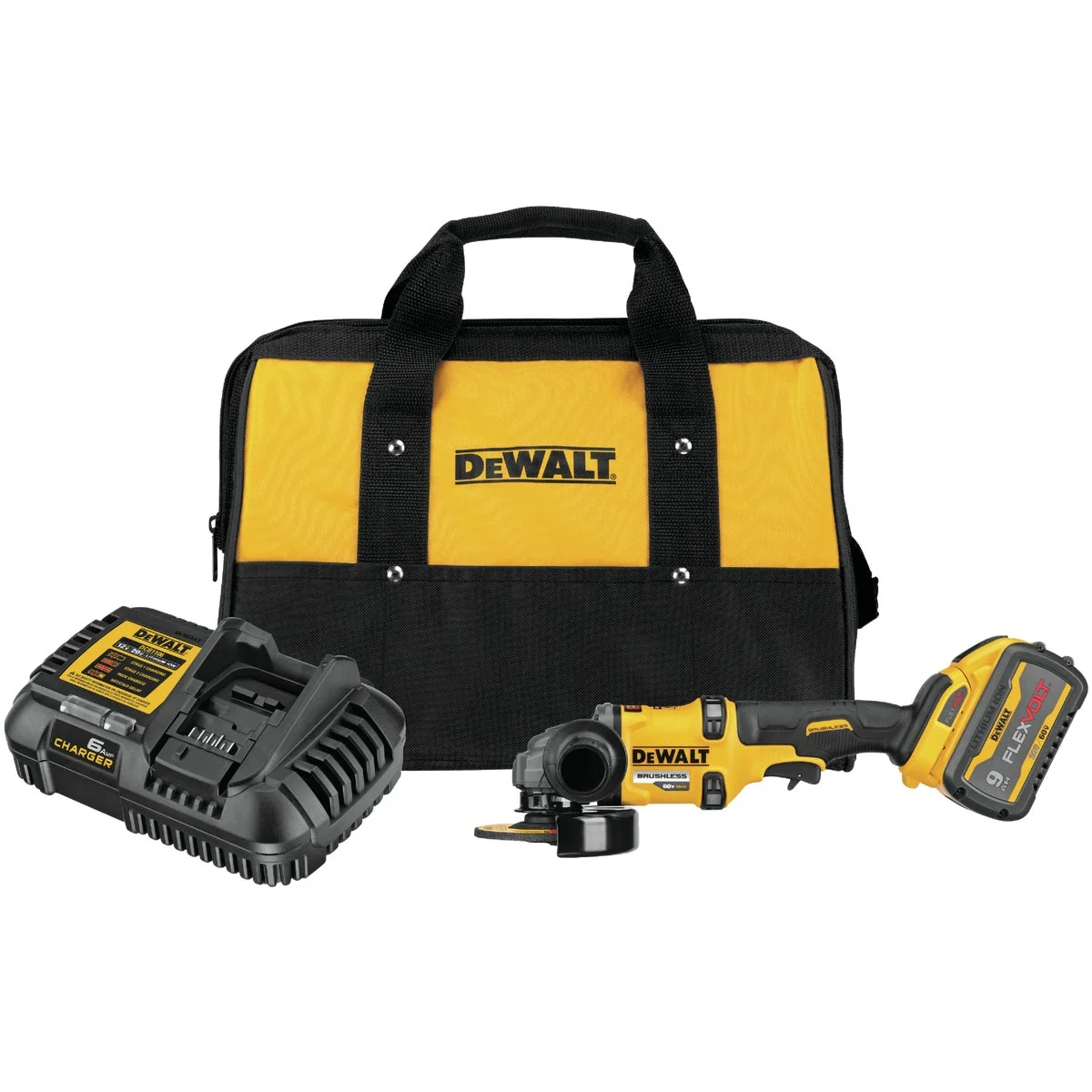 Excellent DeWalt Flexvolt 60 Volt MAX Lithium-Ion 4-1 2 In. – 6 In. Brushless Cordless Angle Grinder with Kickback Brake Kit Detailed