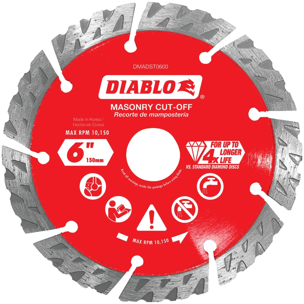 Next-Generation Diablo 6 In. Segmented Turbo Rim Dry Wet Diamond Blade Smart