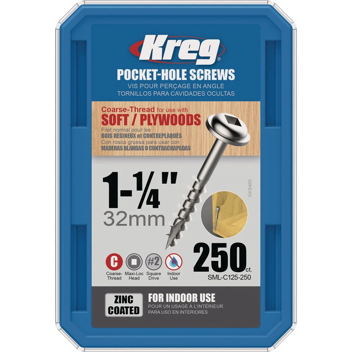 Comfortable Kreg 8 1-1 4 In. Coarse Maxi-Loc Washer Head Zinc Pocket Hole Screw 250 Ct. Contemporary