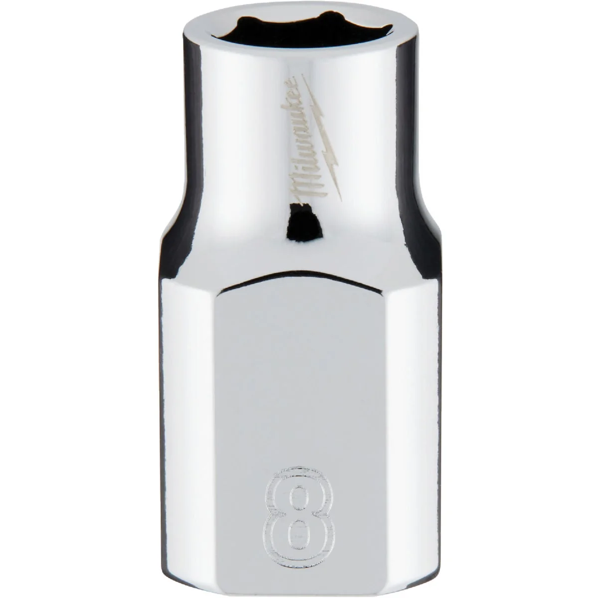 Durable Milwaukee 3 8 In. Drive 8 mm 6-Point Shallow Metric Socket with FOUR FLAT Sides Original Design