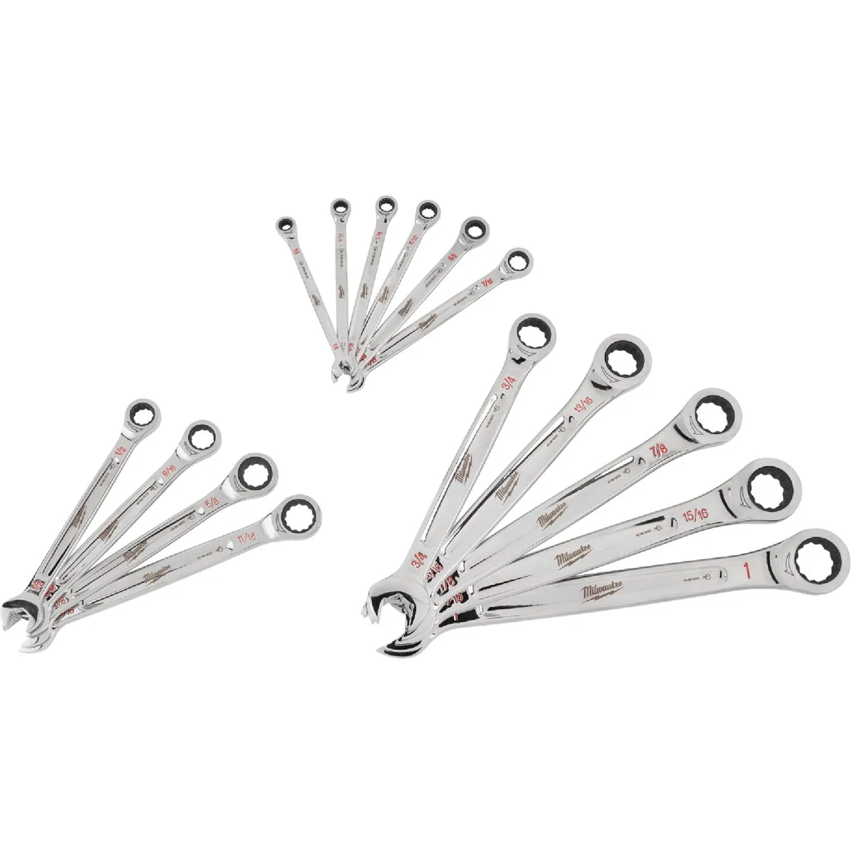 Comfortable Milwaukee Standard 12-Point Ratcheting Combination Wrench Set 15-Piece Long-Lasting
