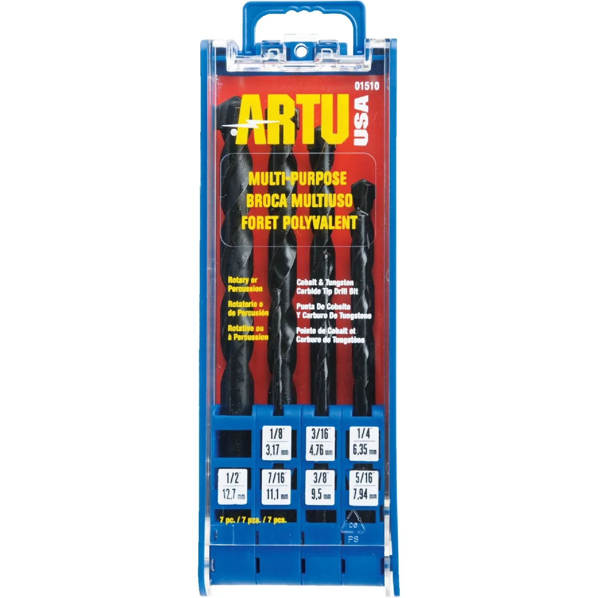 Solid ARTU 7-Piece Cobalt Tungstel Multi-Purpose Drill Bit Set 1 8 In. thru 5 16 In. Enhanced