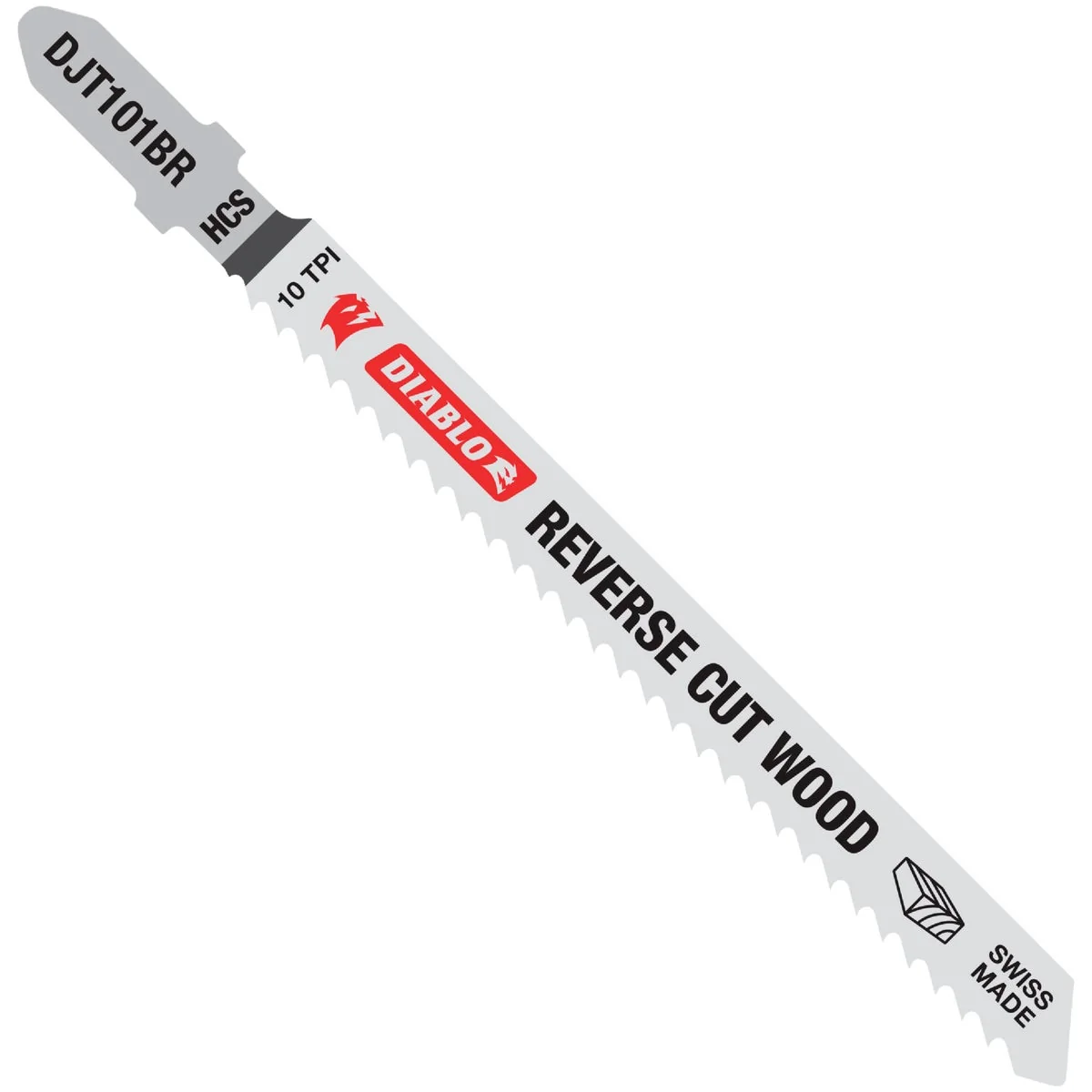 Expertly Made Diablo T-Shank 4 In. x 10 TPI High Carbon Steel Jig Saw Blade for Reverse Cuts in Wood 5-Pack Green