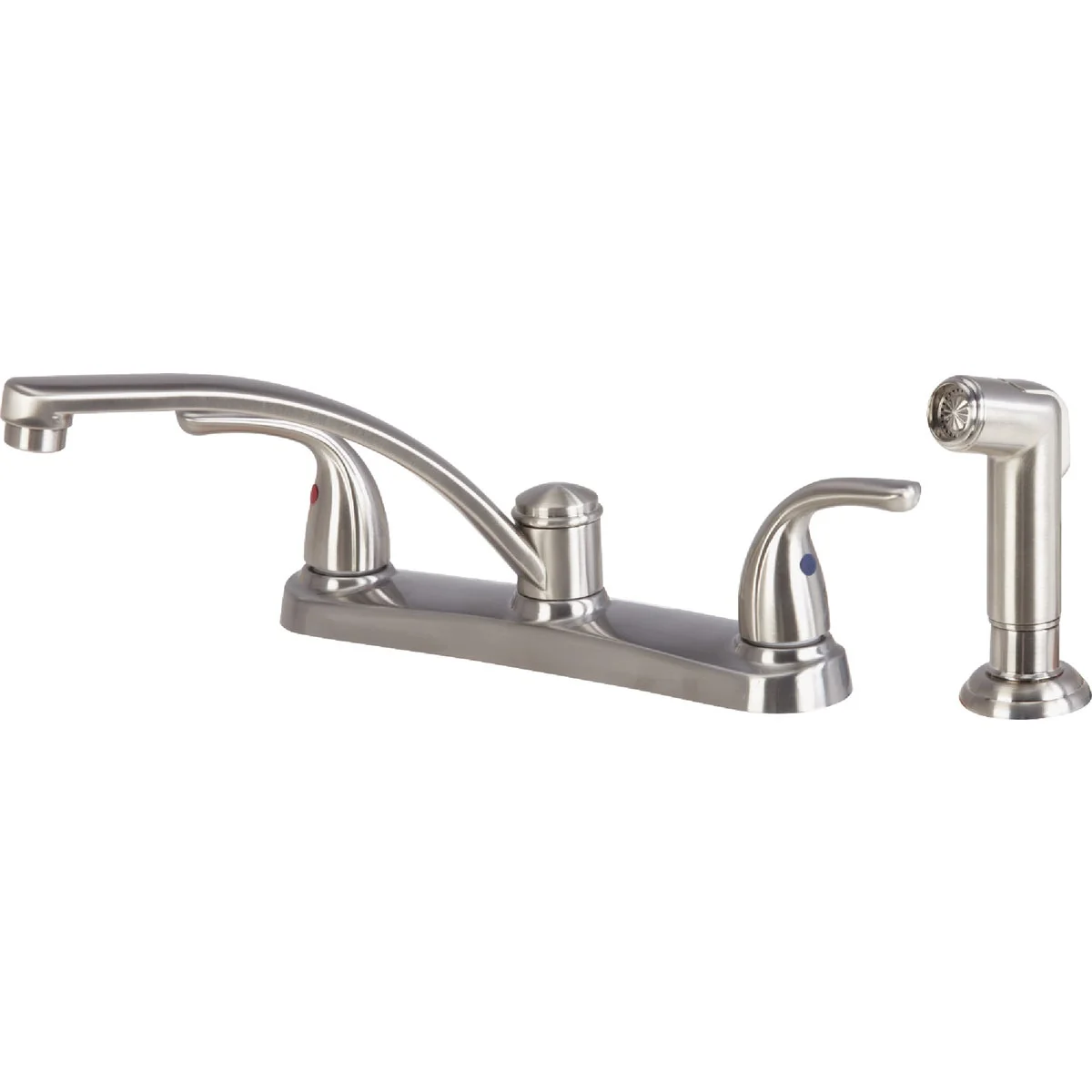 Sophisticated Home Impressions Dual Handle Metal Lever Kitchen Faucet with Side Spray Brushed Nickel Optimized