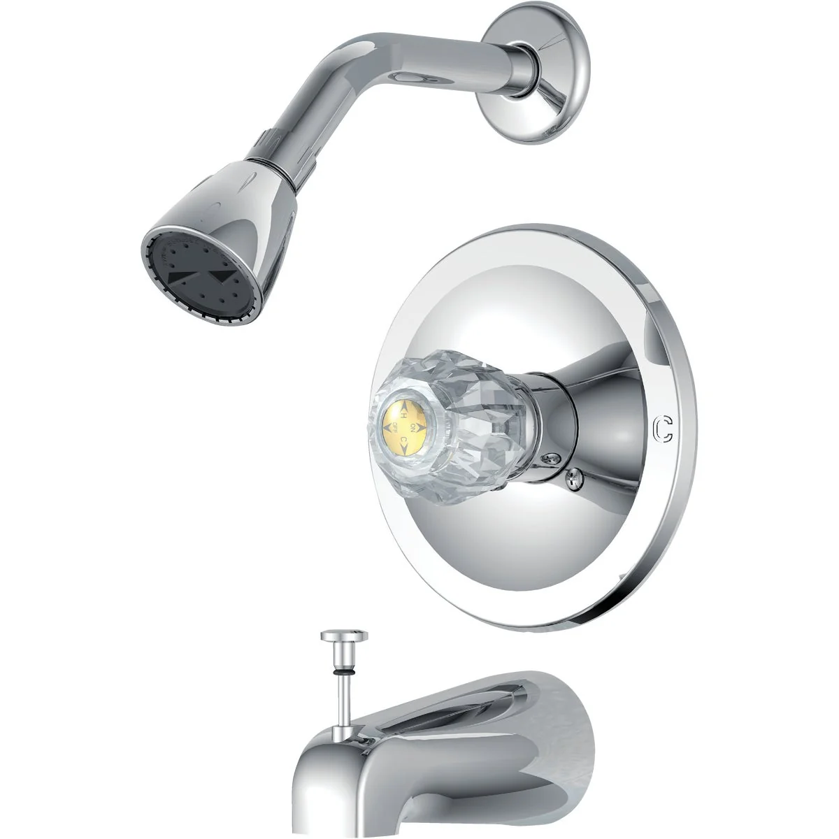 Trendy Home Impressions Chrome Single-Handle Acrylic Knob Tub Shower Faucet Organic