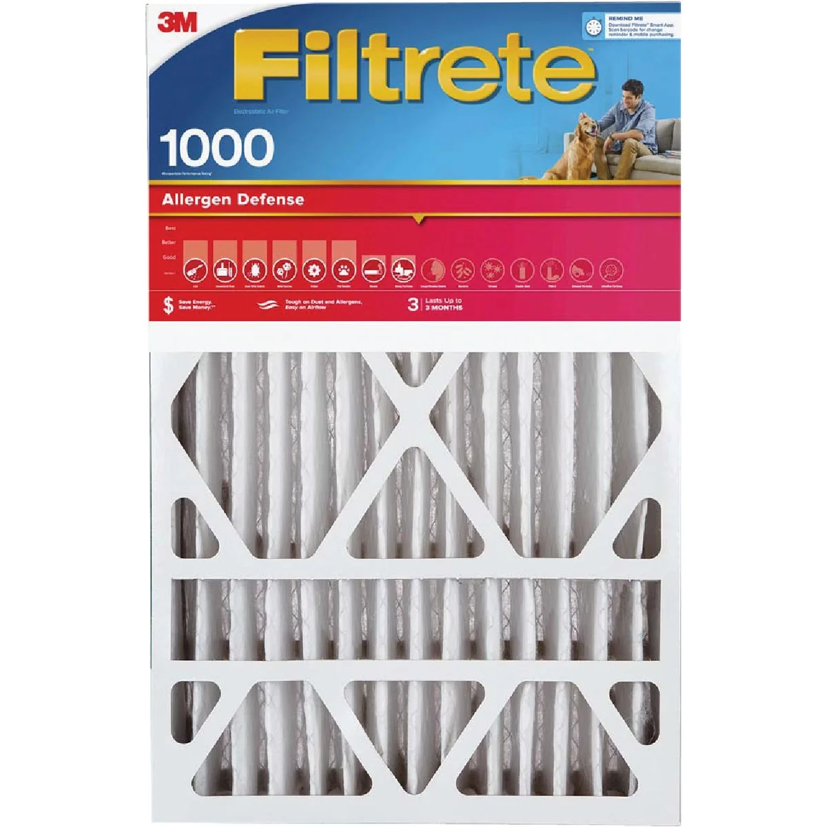Practical 3M Filtrete 20 In. x 25 In. x 1 In. Allergen Defense 1000 1085 MPR Furnace Filter 2-Pack Specialty