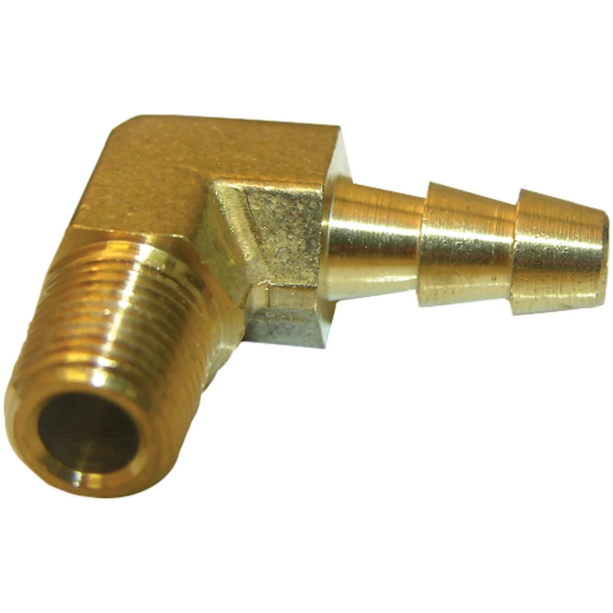Green Lasco 1 4 In. MPT x 1 4 In. Hose Barbed 90 Deg. Brass Elbow 1 4 Bend Reliable