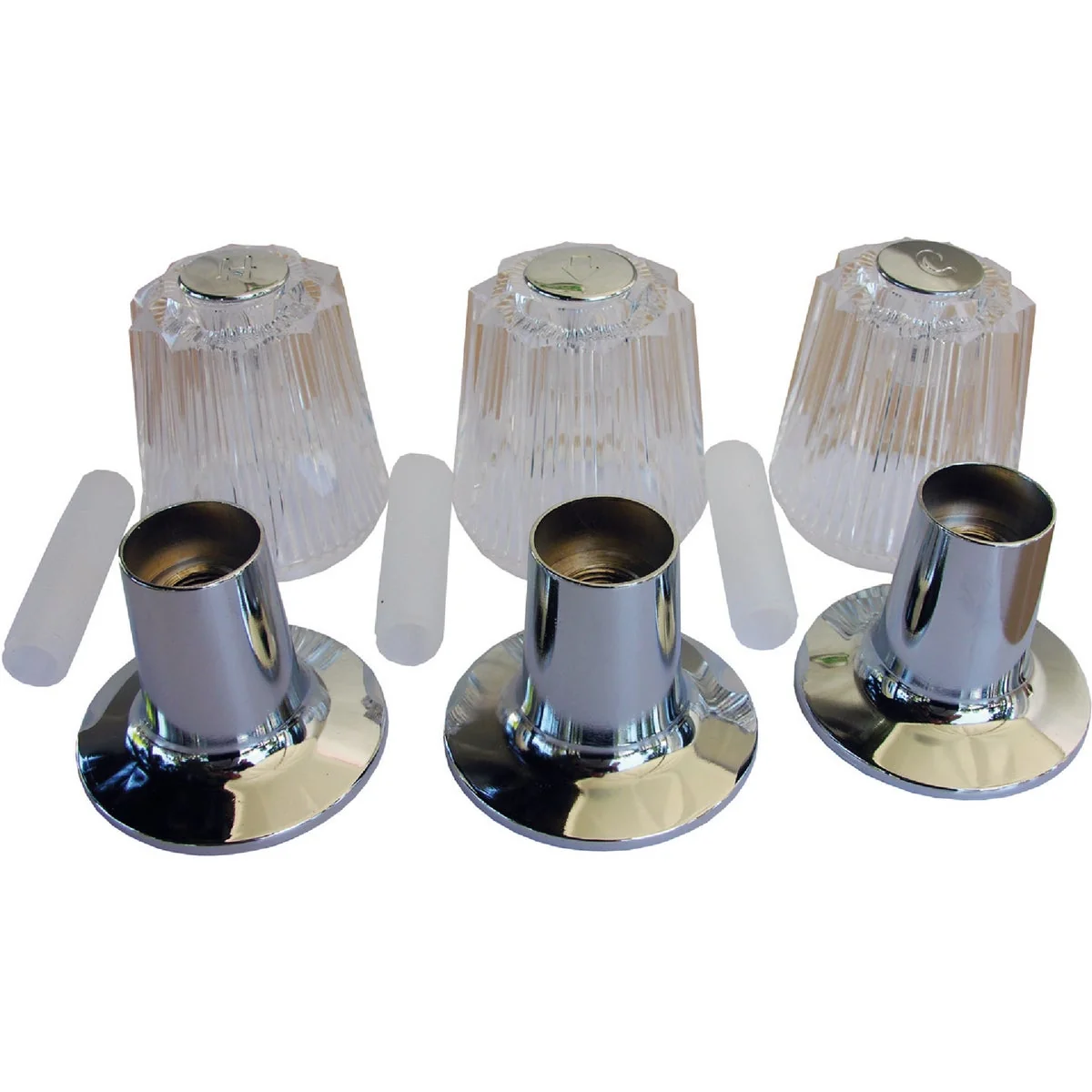 Traditional Lasco Price Pfister 3-Valve Round Clear Tub Shower Handle Kit Certified
