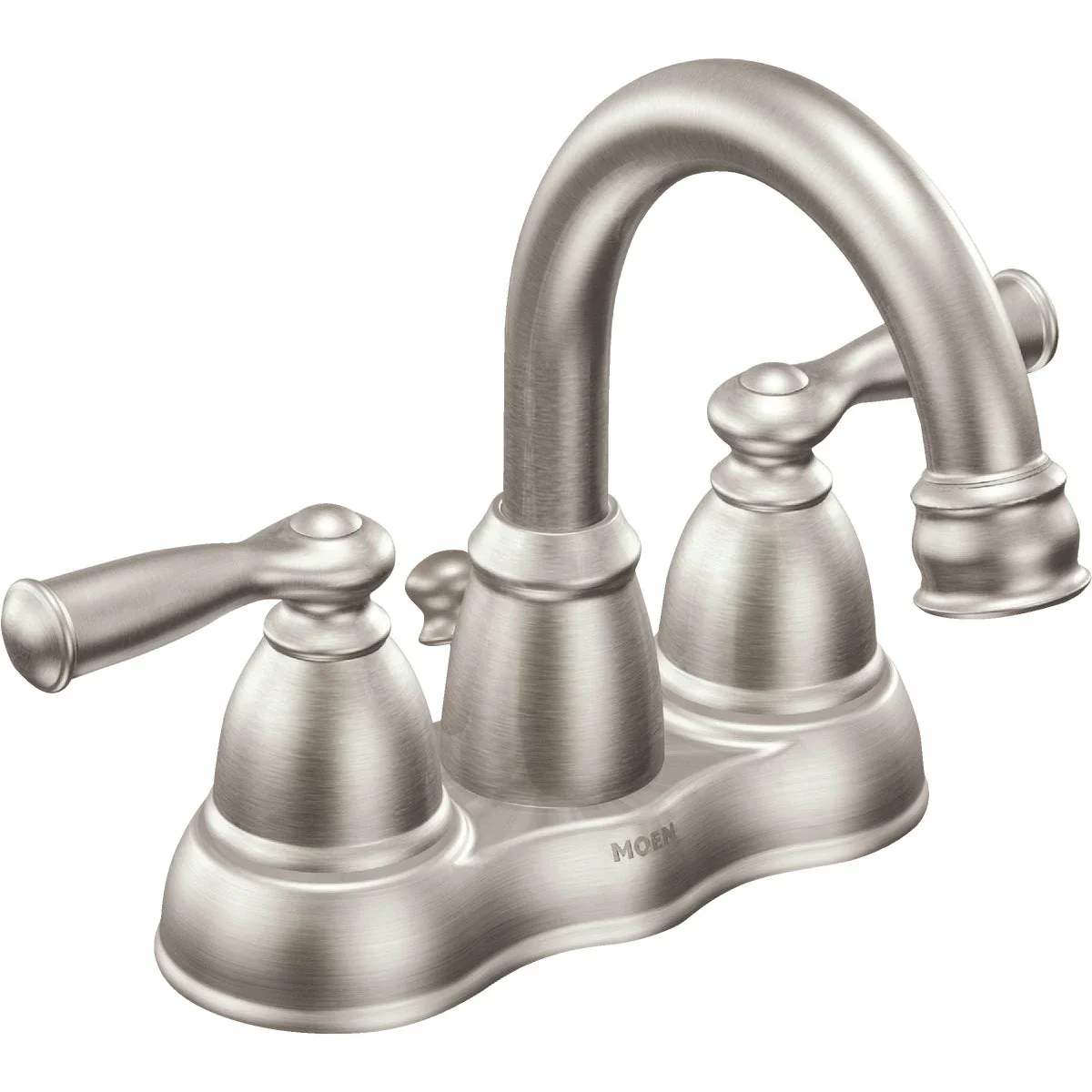 Responsible Moen Banbury Brushed Nickel 2-Handle Lever 4 In. Centerset Hi-Arc Bathroom Faucet with Pop-Up Eco-Friendly