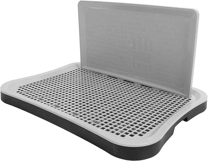 World-Class Asixxsix Dog Potty Training 51x38x6cm Chew Resistant Mesh Pee Pad Holder Indoor Outdoor Puppy Toilet Tray with Wall Mount System for Dogs and Puppies Black About ThisOverview Refined