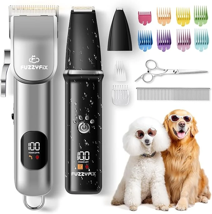 Traditional Dog Grooming Kit Dog Clippers for Grooming for Thick Curly Coats Professional Pet Hair Shaver Paw Trimmer Cordless Rechargeable Low Noise for Dogs Cats Animals Face Ear Minimalist