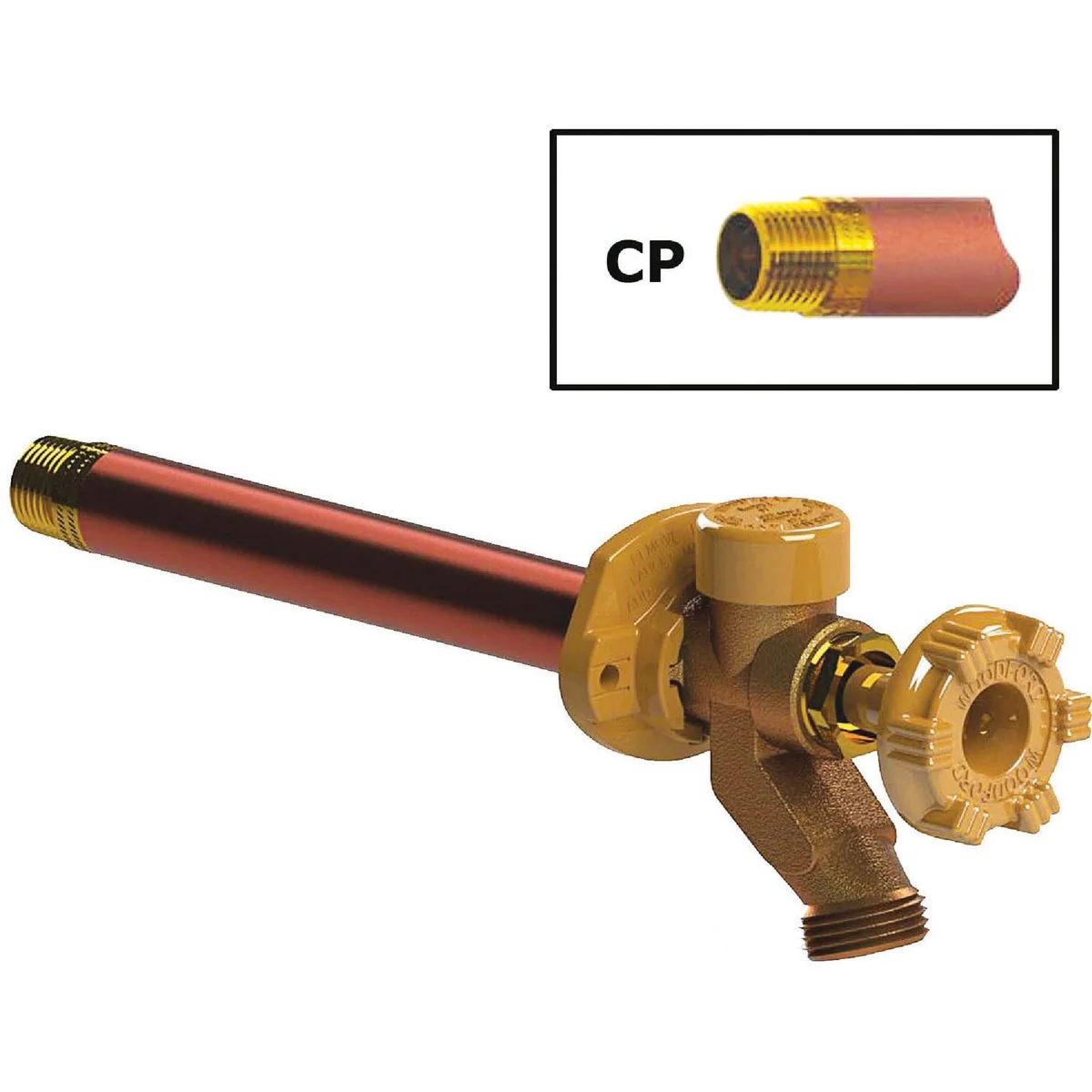 Quality Woodford 1 2 In. SWT x 1 2 In. MIP x 3 4 In. MHT x 8 In. Brass Anti-Siphon Frost Wall Hydrant Lightweight