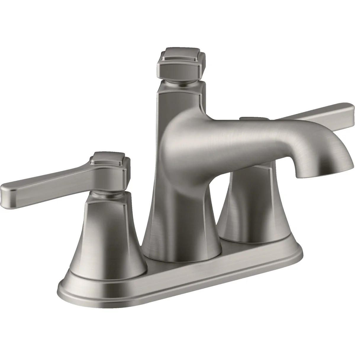 Smooth Kohler Georgeson Brushed Nickel 2-Handle Lever 4 In. Centerset Bathroom Faucet with Pop-Up Top-Quality