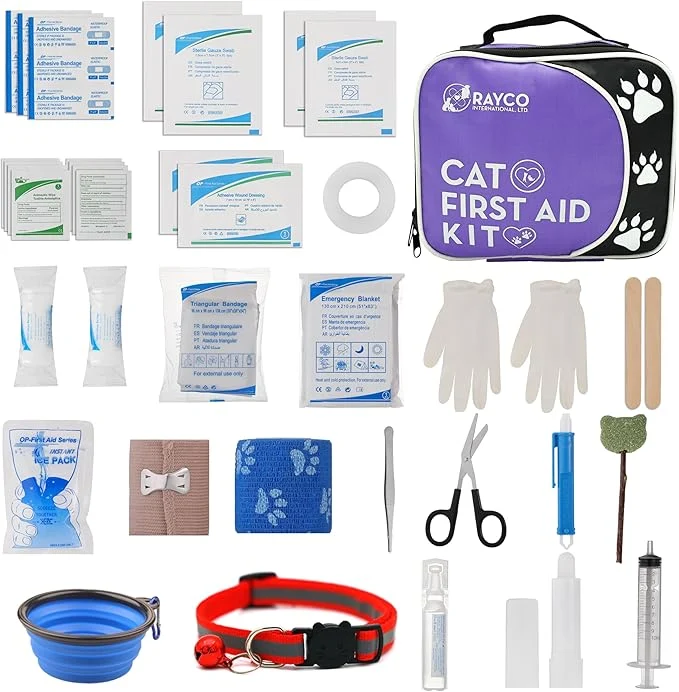 Stylish Pet First Aid Kit for Cats Kittens – Compact Emergency Kit for Cat Owners Home Car Travel Outdoor Use Minimalist