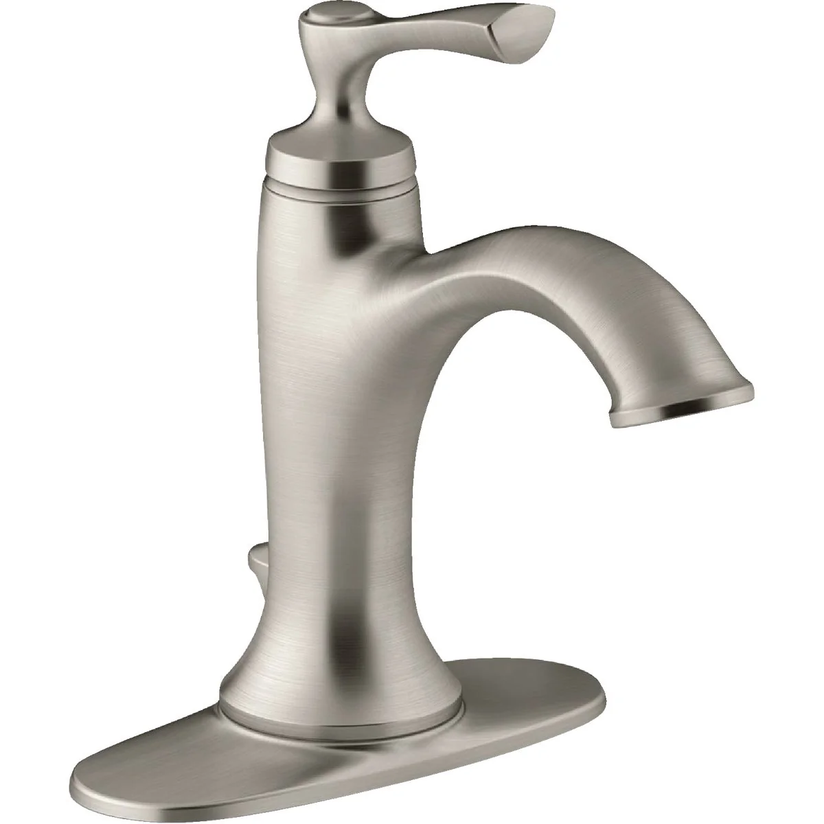 Dependable Kohler Elliston Brushed Nickel 1-Handle Lever 4 In. Centerset Bathroom Faucet with Pop-Up Reusable
